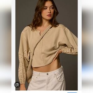 Anthropologie Pilcro Batwing Eyelet Sweatshirt